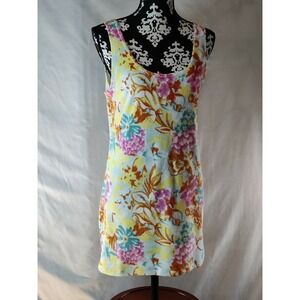 Ecote Urban Outfitters Floral Terry Cloth Mini Dress Yellow Pink Blue Size M